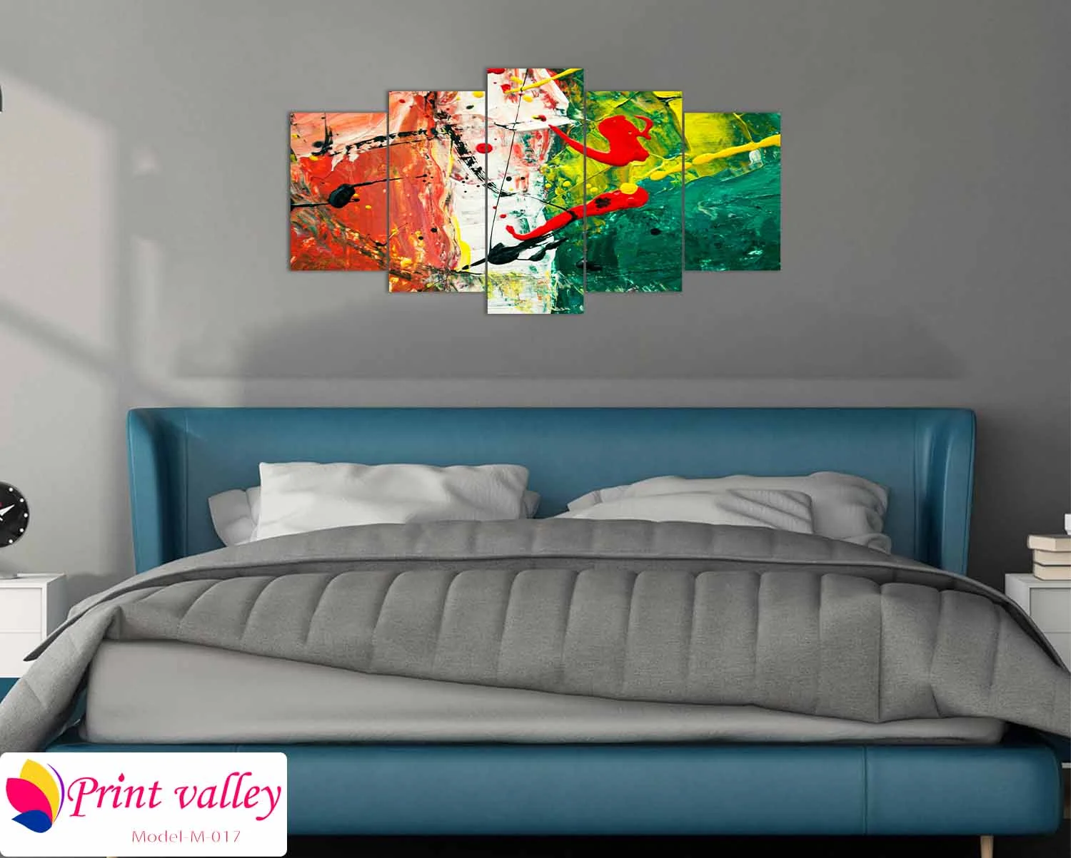 Abstract Color Splash Wall Art – Modern & Vibrant Painting | 5 Piece | Print Valley - Image 3