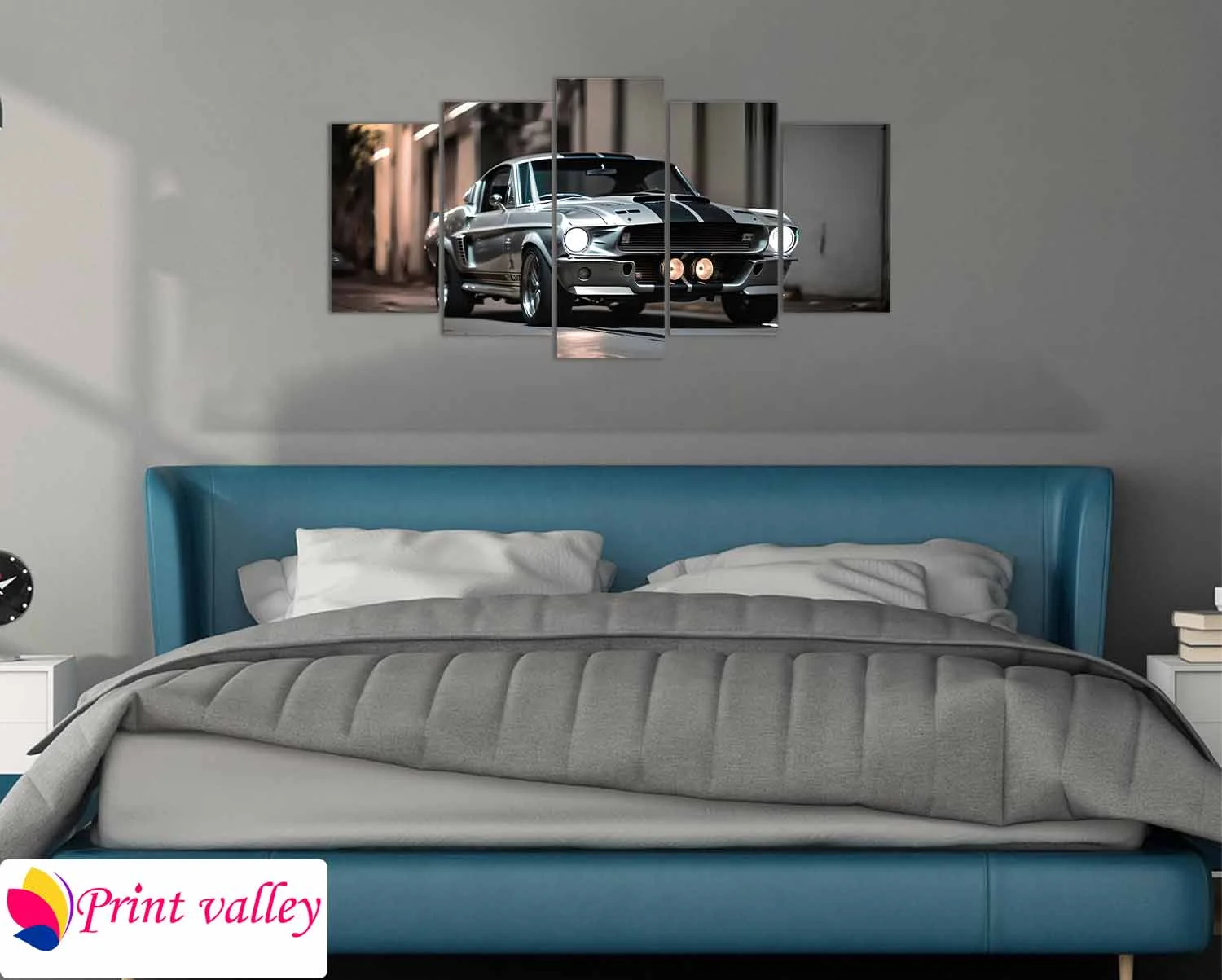 Premium 5-Piece Classic Mustang Wall Canvas – HD Car Art For Living Room & Office - Image 3