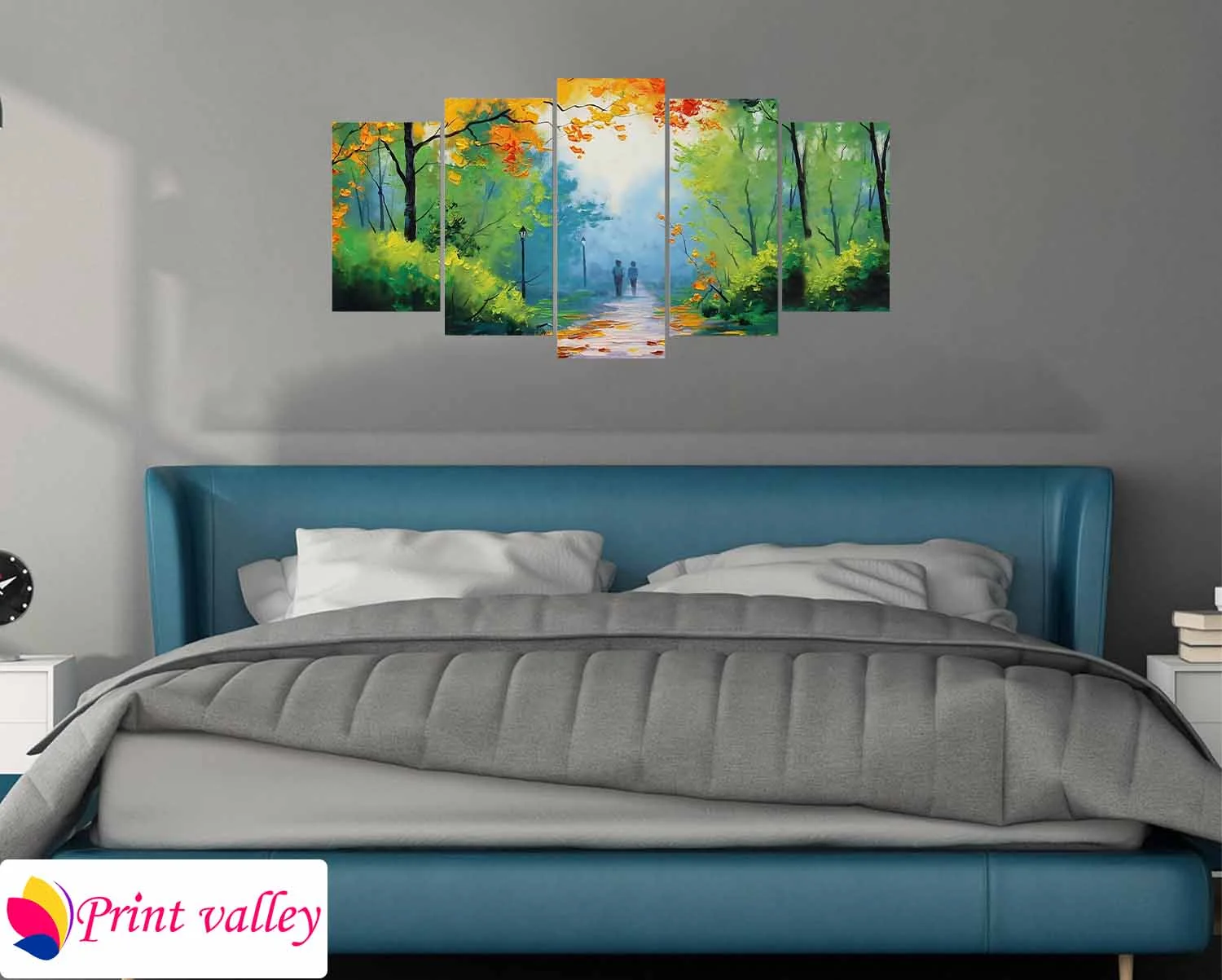 Nature Landscape Canvas – Romantic Forest Path Art । 5 Piece । Print Valley - Image 3
