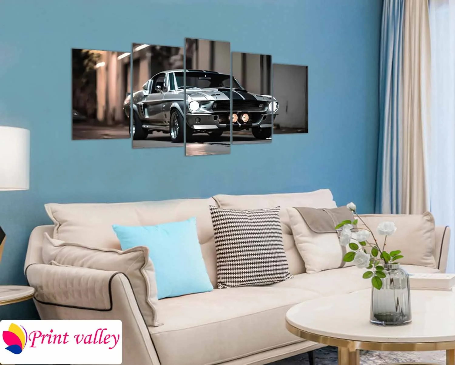 Premium 5-Piece Classic Mustang Wall Canvas – HD Car Art For Living Room & Office - Image 4
