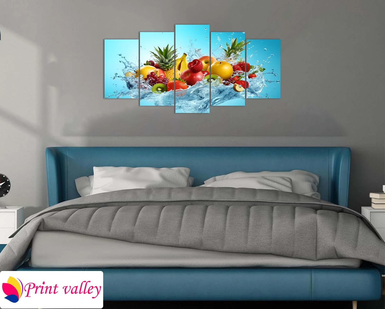 Fresh Fruit Splash Wall Art — Vibrant Kitchen & Dining Decor | 5 Piece | Print Valley - Image 3