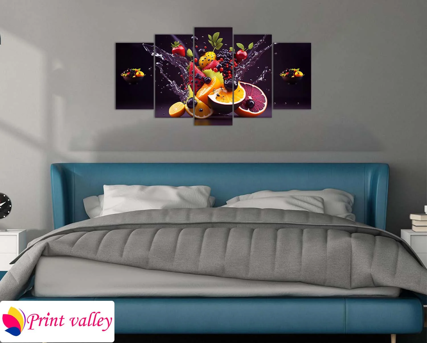 Fresh Fruit Splash Canvas Art — Vibrant 5 Piece | Print Valley - Image 3