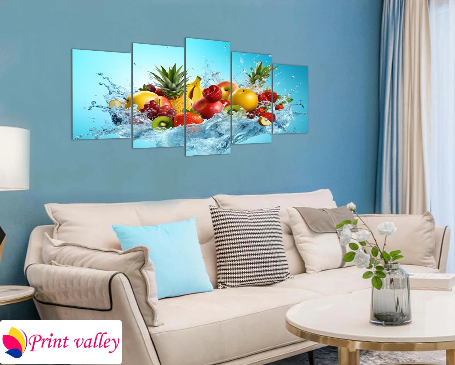 Fresh Fruit Splash Wall Art — Vibrant Kitchen & Dining Decor | 5 Piece | Print Valley - Image 4
