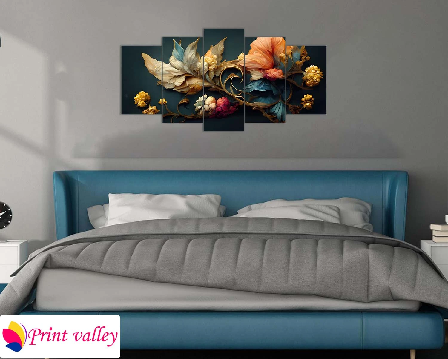 Floral Fantasy Wall Art – Elegant 5 Piece Canvas Set | Print Valley - Image 3