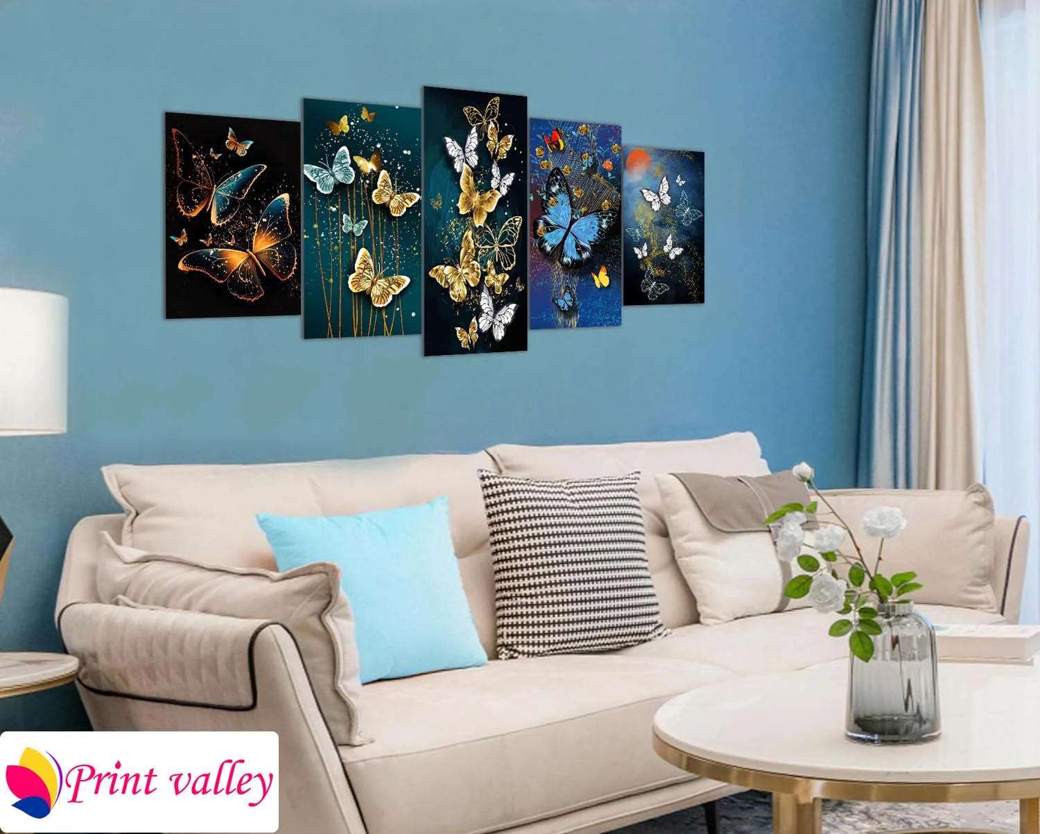 Butterfly Fantasy Wall Art – Elegant 5 Piece Decorative Canvas | Print Valley - Image 4